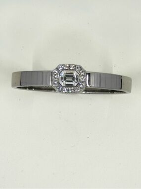 Brighton Silver-Tone Ring with Clear Emerald-Cut Crystal